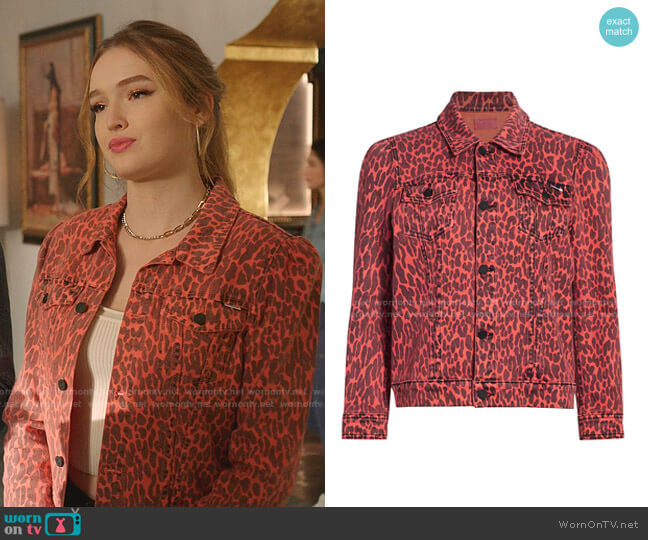 Mother The Puffy Bruiser Leopard Jacket worn by Kirby Anders (Maddison Brown) on Dynasty