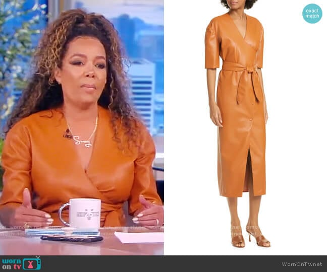 Nanushka Penelope Faux Leather Wrap Dress worn by Sunny Hostin on The View