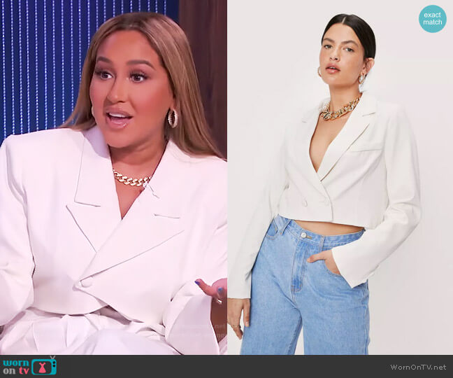 Nasty Gal Cropped Double Breasted Long Sleeve Blazer worn by Adrienne Houghton on The Real