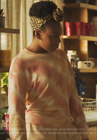 Nikki’s tie dye sweatshirt on Our Kind of People