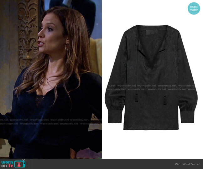 Nili Lotan Lucena Tasseled Blouse worn by Ava Vitali (Tamara Braun ) on Days of our Lives