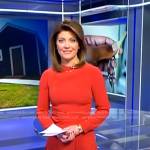 Norah’s orange gathered waist midi dress on CBS Evening News