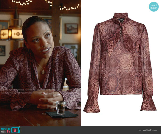 Paige Maline Print Silk Blouse worn by Danny James (Jaime Lee Kirchner) on Bull