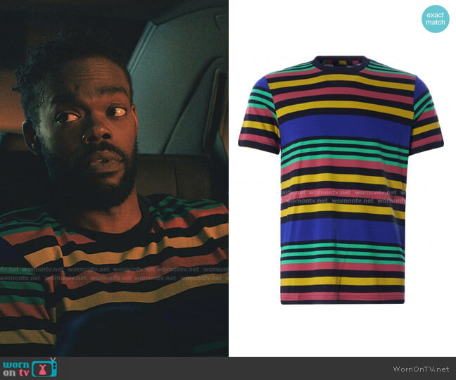 Paul Smith Multi-Stripe Cotton T-Shirt worn by Marcus Watkins (William Jackson Harper) on Love Life
