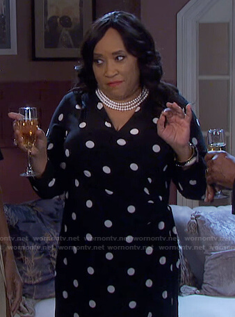 Paulina’s black polka dot dress on Days of our Lives