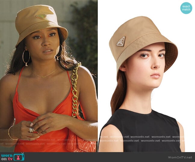 Prada Re-Nylon Bucket Hat worn by Lauren Dupont (Rhyon Nicole Brown) on Our Kind of People