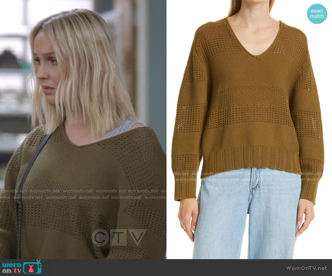 Rag & Bone Faye Stripe V-Neck Sweater worn by Jo Wilson (Camilla Luddington) on Greys Anatomy