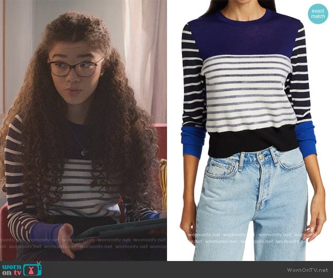 Rag & Bone Marissa Contrast Stripe Sweater worn by Mary-Anne Spier (Malia Baker) on The Baby-Sitters Club