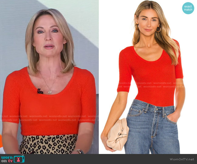 Rag & Bone Sunny Scoop Neck Top worn by Amy Robach on Good Morning America