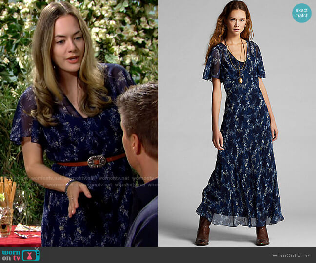 Ralph Lauren RRL Floral Crinkled Silk Chiffon Dress worn by Hope Logan (Annika Noelle) on The Bold and the Beautiful