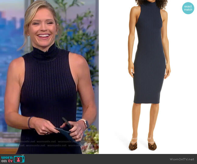 Ramy Brook Regina Ribbed Body-Con Sleeveless Sweater Dress worn by Sara Haines on The View