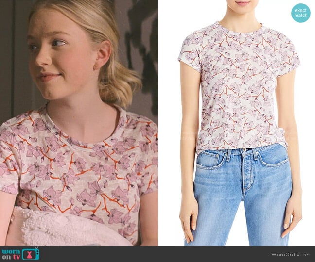 Rag & Bone Lily Vine Print Tee worn by Stacey McGill (Shay Rudolph) on The Baby-Sitters Club