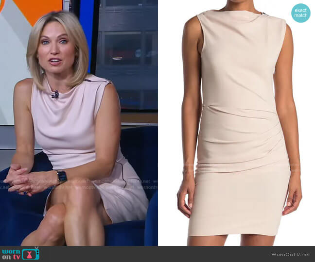 Reiss Bali Ruched Side Bodycon Dress worn by Amy Robach on Good Morning America