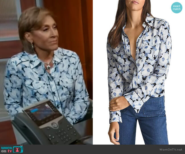 Reiss Lucie Floral Print Shirt worn by Robin Roberts on Good Morning America