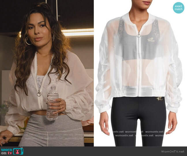 Roberto Cavalli Sport Ruched Sheer Organza Jacket worn by Valeria (Nadine Velazquez) on Queens