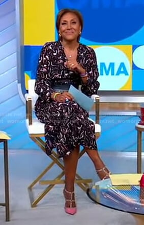 Robin’s black abstract print dress on Good Morning America