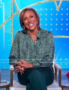 Robin’s green animal print blouse on Good Morning America