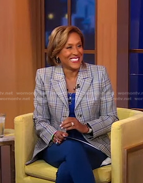 Robin’s grey and blue plaid blazer on Good Morning America