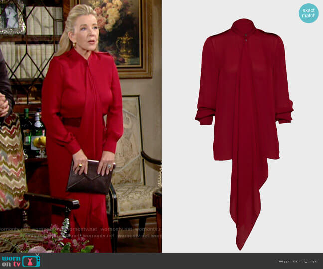 Roland Mouret Hallow Shirt worn by Nikki Reed Newman (Melody Thomas-Scott) on The Young and the Restless