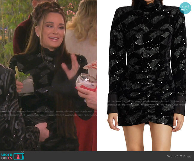 ROTATE Birger Christensen Miki Sequin Mini Dress worn by Kyle Richards on The Real Housewives of Beverly Hills