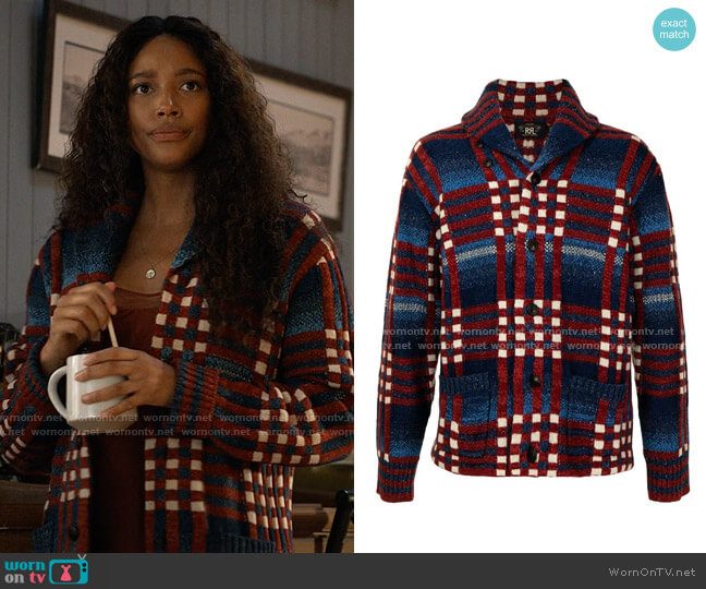 Ralph Lauren RRL Checked Shawl Collar Cardigan worn by Cassie Dewell (Kylie Bunbury) on Big Sky