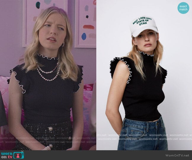Zara Ruffled Top worn by Stacey McGill (Shay Rudolph) on The Baby-Sitters Club