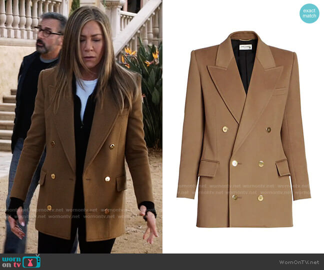 Saint Laurent Double Breasted Wool and Cashmere Jacket worn by Alex Levy (Jennifer Aniston) on The Morning Show