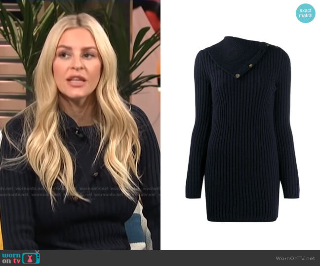Saint Laurent Fold-Over Collar Jumper worn by Morgan Stewart on E! News