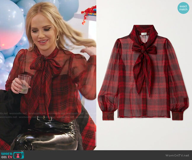 Saint Laurent Semi-Sheer Bow-Detail Silk Blouse
