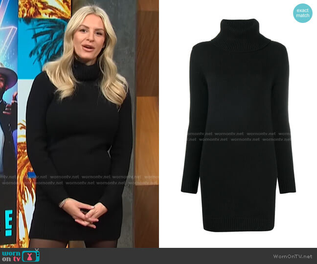 Saint Laurent Turtleneck Knitted Jumper Dress worn by Morgan Stewart on E! News