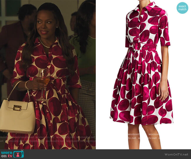 Samantha Sung Audrey Print Pleated Shirtdress worn by Leah Franklin-Dupont (Nadine Ellis) on Our Kind of People
