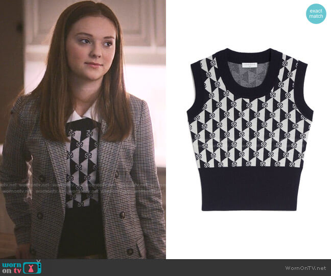 Sandro Logo Print Sweater Vest worn by Kristy Thomas (Sophie Grace) on The Baby-Sitters Club