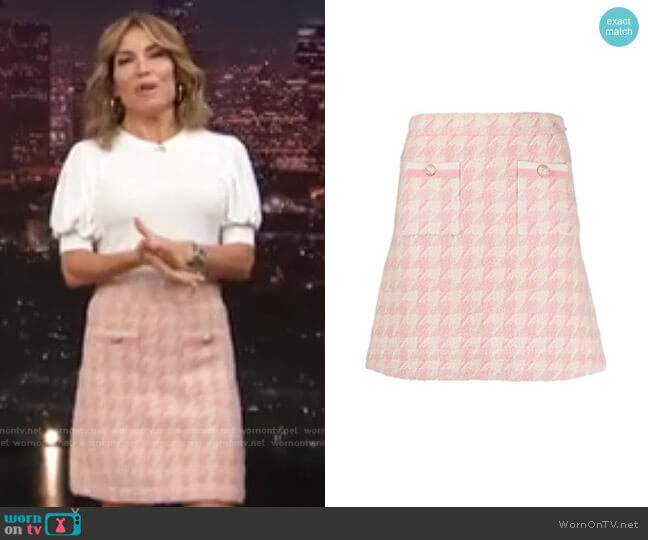 Sandro Louisa High Waist Tweed Miniskirt worn by Kit Hoover on Access Hollywood