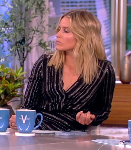 Sara’s black metallic stripe dress on The View