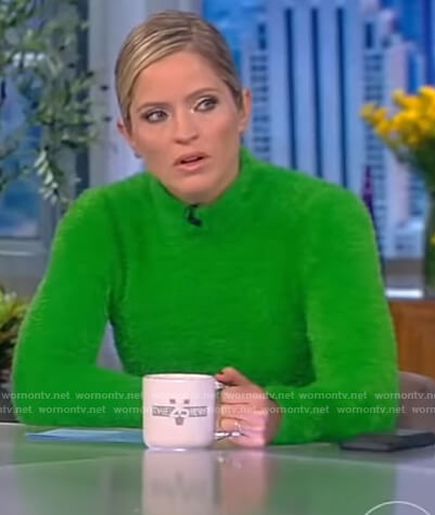 Sara’s green fuzzy turtleneck sweater on The View