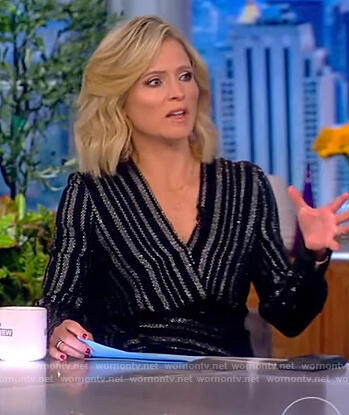 Sara’s black metallic stripe dress on The View