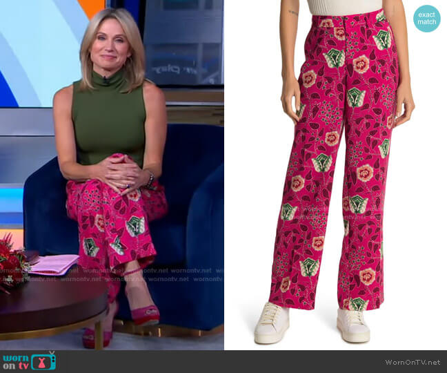 Scotch & Soda Floral Tailored Wide Leg Pants worn by Amy Robach on Good Morning America