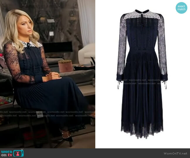 Self Portrait Lace-Collared Midi Dress