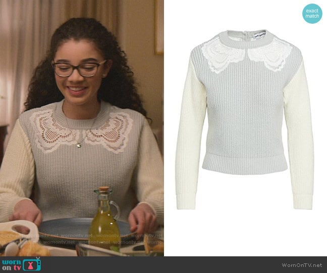 Self Portrait Guipure Sweater worn by Mary-Anne Spier (Malia Baker) on The Baby-Sitters Club
