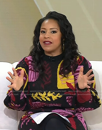 Sheinelle’s black printed sweater dress on Today