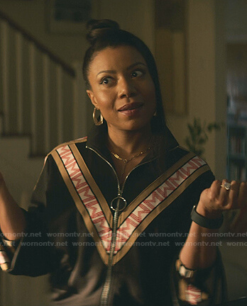 Sherry’s black chevron track jacket and pants on You