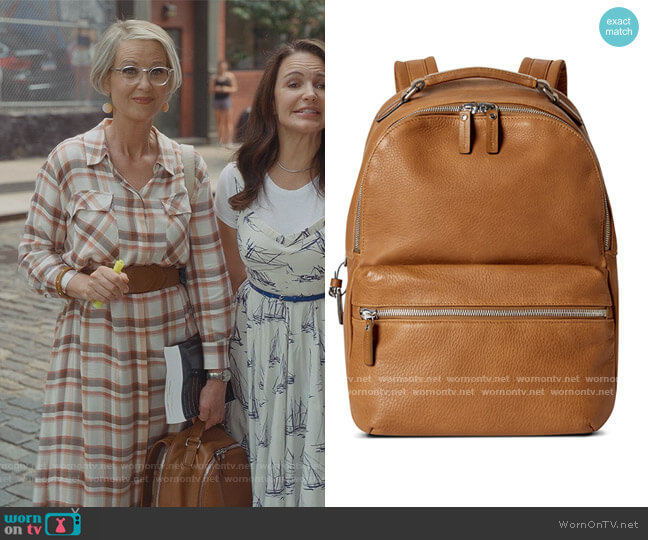 Shinola Runwell Leather Backpack worn by Miranda Hobbs (Cynthia Nixon) on And Just Like That