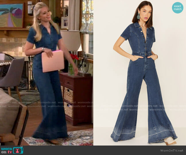 Show Me Your Mumu Denim Jumpsuit worn by Gemma (Beth Behrs) on The Neighborhood