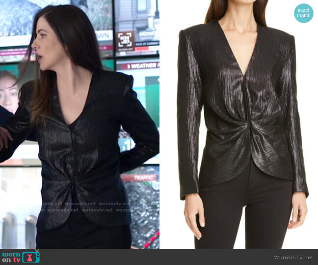 Smythe Metallic Ruched Long Sleeve Silk Blouse worn by Andrea Rojas (Julie Gonzalo) on Supergirl