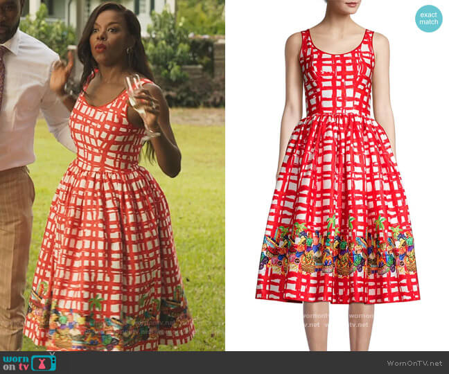 Stella Jean Gingham Fit & Flare Dress worn by Leah Franklin-Dupont (Nadine Ellis) on Our Kind of People