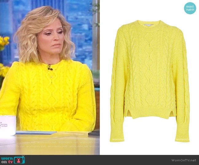 Stella McCartney Cable-knit cotton-blend sweater worn by Sara Haines on The View