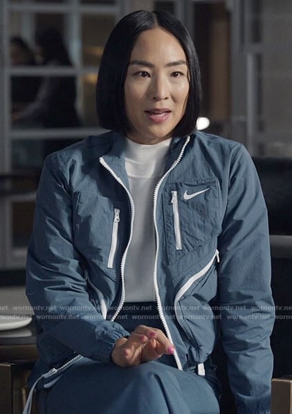 Stella’s blue Nike jacket on The Morning Show