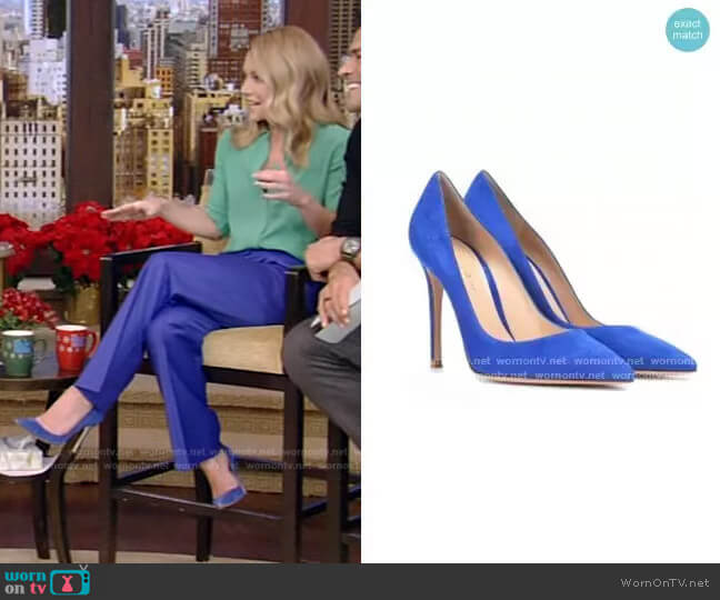 by Gianvito Rossi Suede Pumps worn by Kelly Ripa on Live with Kelly and Mark