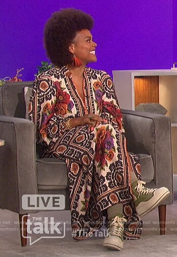 Tabitha Brown’s floral print maxi dress on The Talk