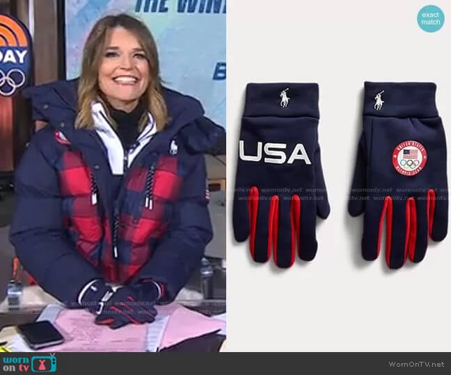 Ralph Lauren Team USA Closing Ceremony Gloves worn by Savannah Guthrie on Today